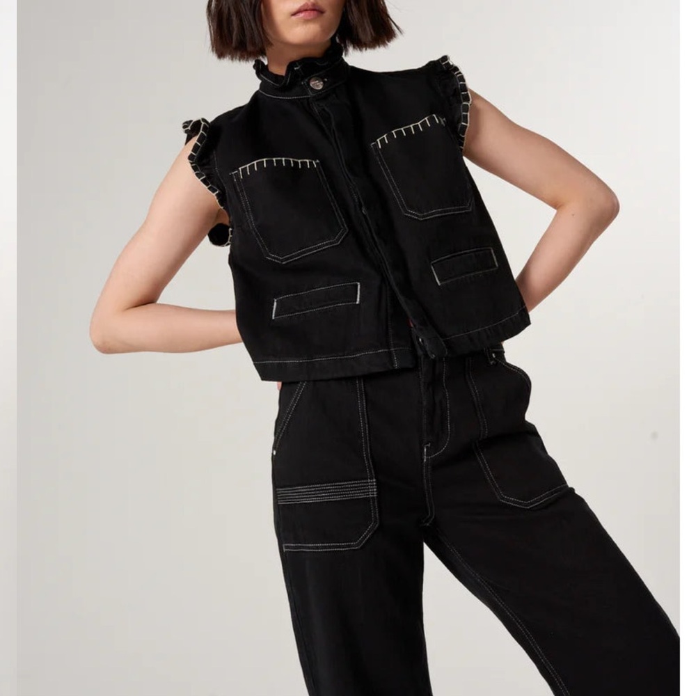 SEVENTY + MOCHI Pablo Waistcoat in Black Denim